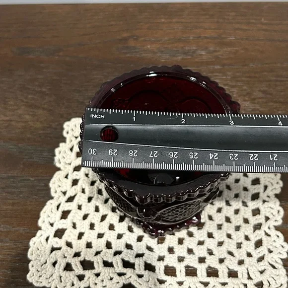 Avon Cape Cod - Ruby Red Glass Open Sugar Bowl - Picture 5 of 7